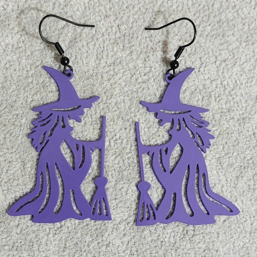 Wicked Witch Purple Metal Earrings